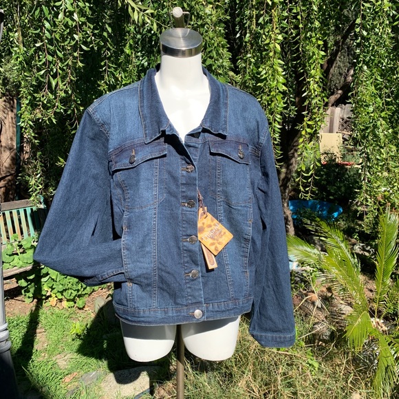 HYBRID & COMPANY Blue Jean Jacket Stretch Plus 2X - Picture 2 of 8